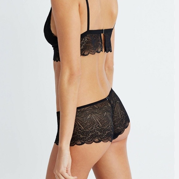 Set of 4 Madewell Lace Boyshorts Nude Blush Pink Black Size Medium - Picture 11 of 12